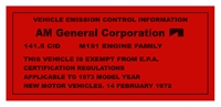 M151 EMISSION CONTROL INFORMATION