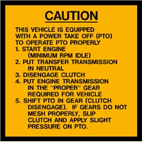 PTO OPERATION CAUTION