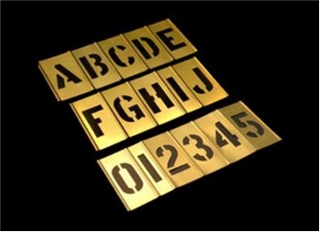 4 Inch Alpha Numeric Inter Locking Brass stencil Set - 45 Pieces
