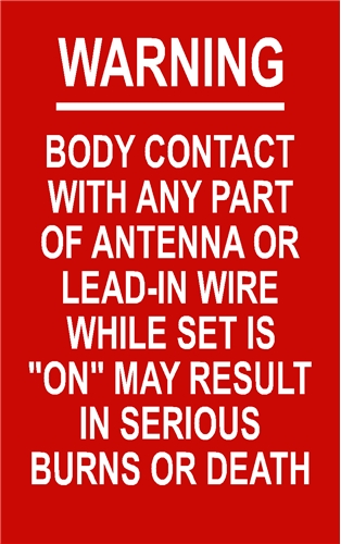 BODY CONTACT DEATH WARNING