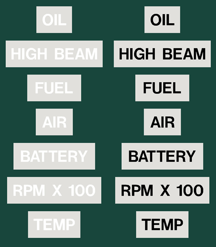 WHITE OR BLACK DASH WORDING ON CLEAR BACKGROUND