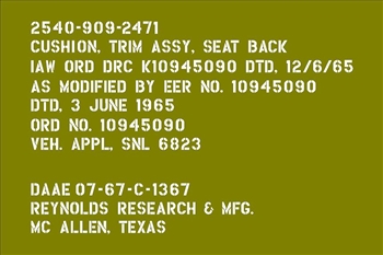 M274 SEAT BACK CUSHION STENCIL